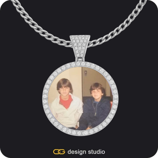 Custom Photo Pendant - Silver / Circle (3 cm) / Cuban (3mm)