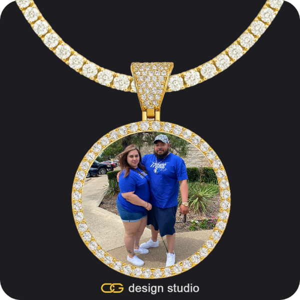 Custom Photo Pendant - Gold / Circle (4 cm) / Tennis