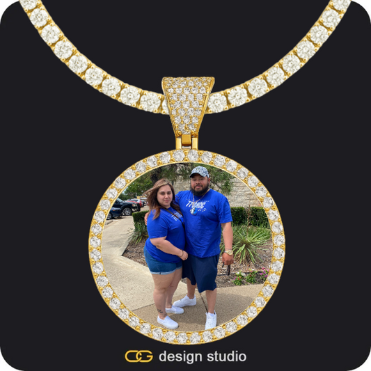 Custom Photo Pendant - Gold / Circle (4 cm) / Tennis