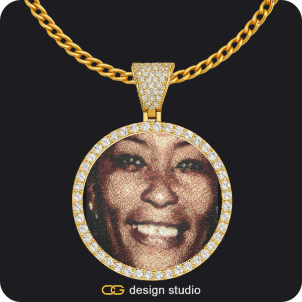Custom Photo Pendant - Gold / Circle (4 cm) / Cuban (3mm)