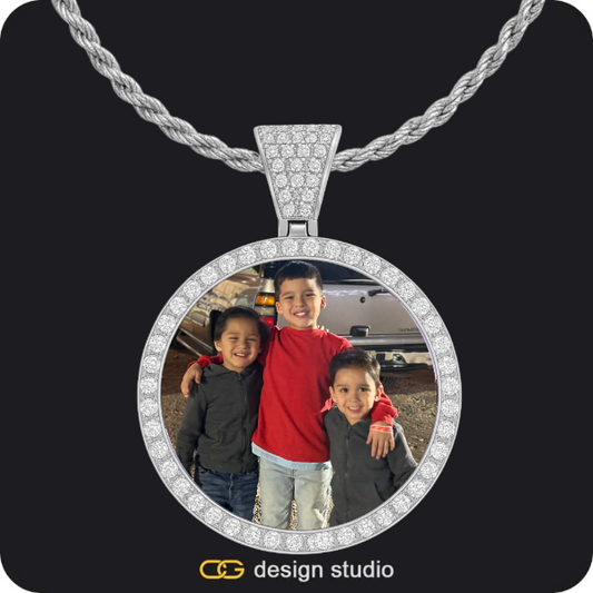 Custom Photo Pendant - Silver / Circle (4 cm) / Rope