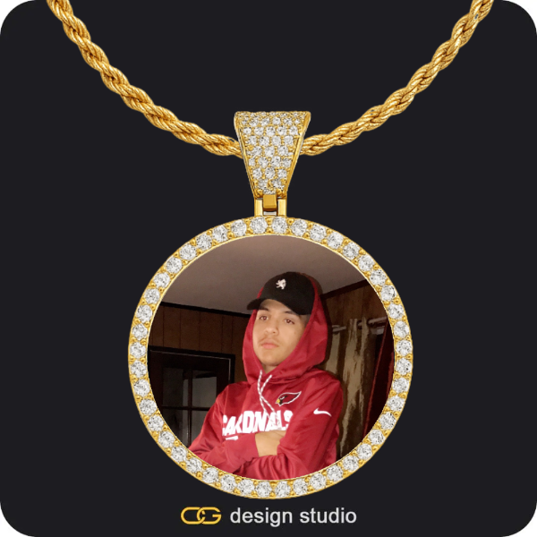 Custom Photo Pendant - Gold / Circle (4 cm) / Rope
