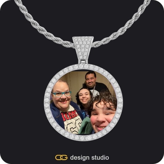 Custom Photo Pendant - Silver / Circle (3 cm) / Rope