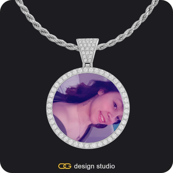 Custom Photo Pendant - Silver / Circle (3 cm) / Rope