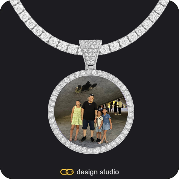 Custom Photo Pendant - Silver / Circle (3 cm) / Tennis