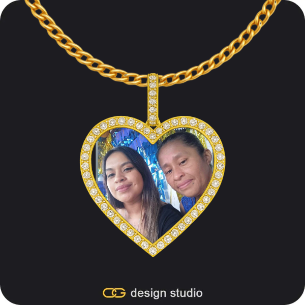 Custom Photo Pendant - Gold / Heart / Cuban (3mm)