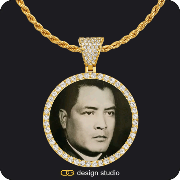 The Essential Name Necklace,Custom Photo Pendant - Gold / Circle (4 cm) / Rope