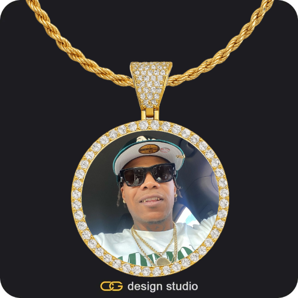 Custom Photo Pendant - Gold / Circle (4 cm) / Rope