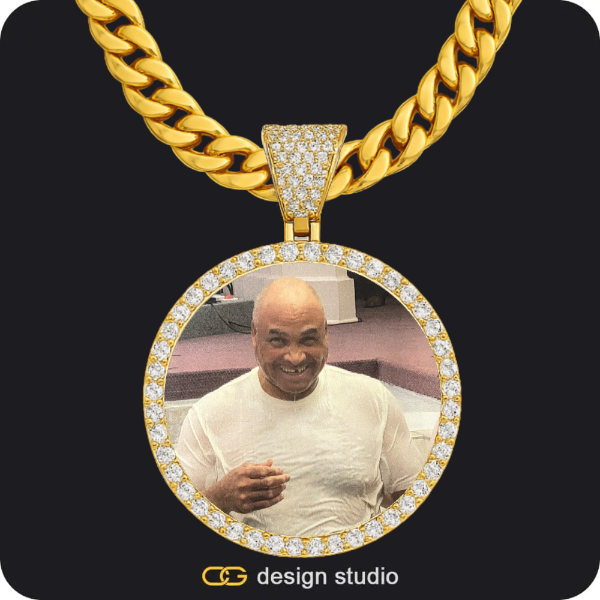Custom Photo Pendant - Gold / Circle (4 cm) / Cuban (10mm)