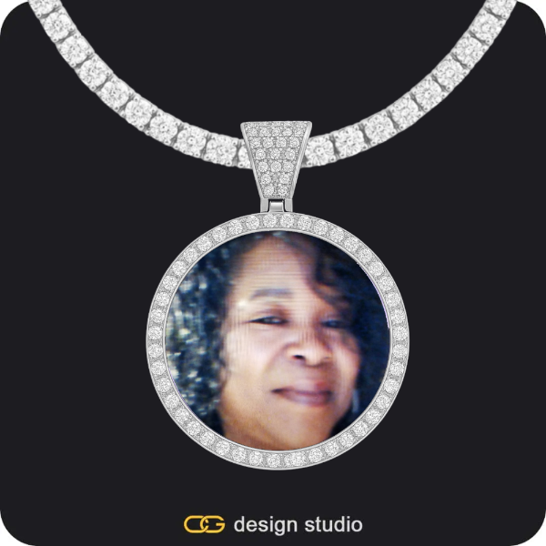 Custom Photo Pendant - Silver / Circle (3 cm) / Tennis