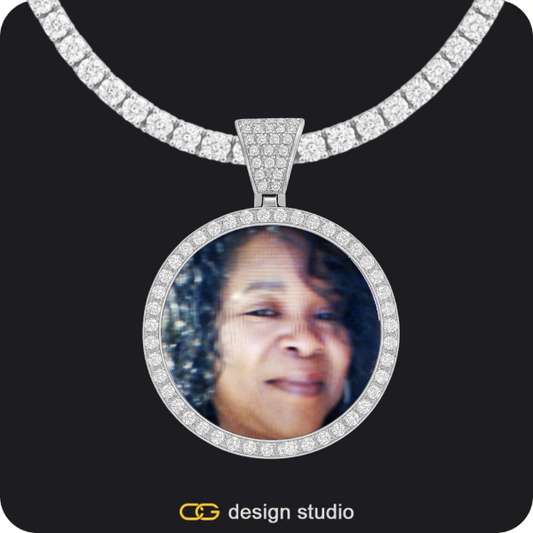 Custom Photo Pendant - Silver / Circle (3 cm) / Tennis