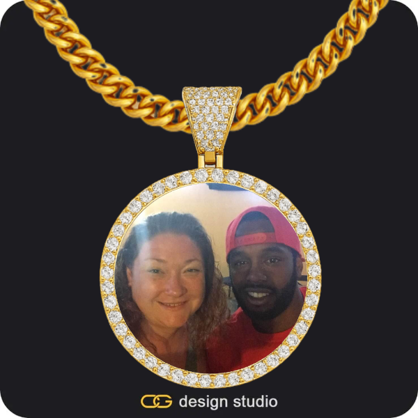 Custom Photo Pendant - Gold / Circle (4 cm) / Cuban (5mm)