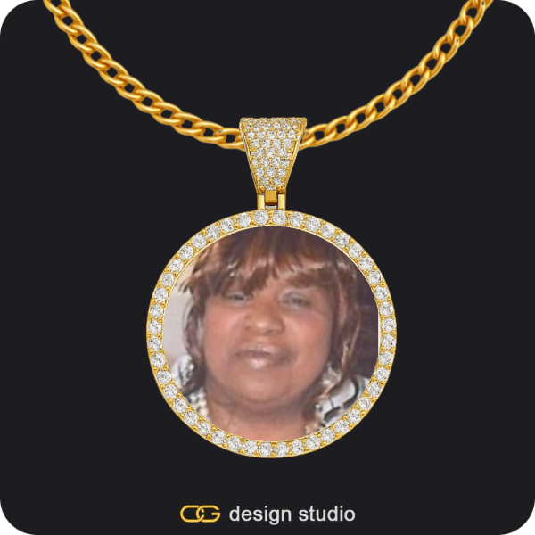 Custom Photo Pendant - Gold / Circle (3 cm) / Cuban (3mm)