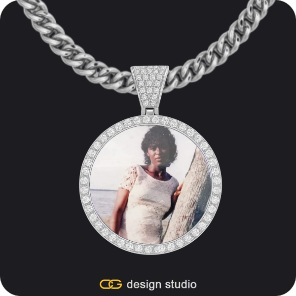 Custom Photo Pendant - Silver / Circle (3 cm) / Cuban (5mm)