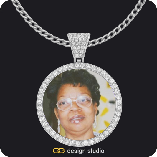 Custom Photo Pendant - Silver / Circle (4 cm) / Cuban (3mm)