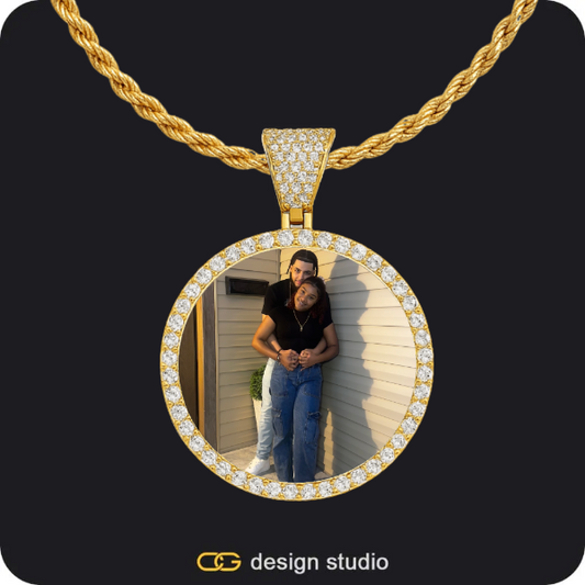 Custom Photo Pendant - Gold / Circle (3 cm) / Rope