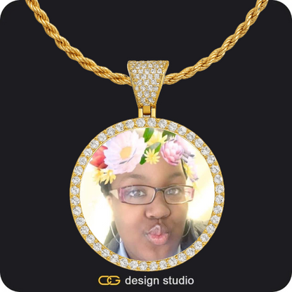 The Essential Name Necklace: Looped,Item Personalization,Custom Photo Pendant - Gold / Circle (4 cm) / Rope