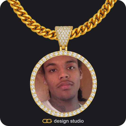 Custom Photo Pendant - Gold / Circle (4 cm) / Cuban (5mm)