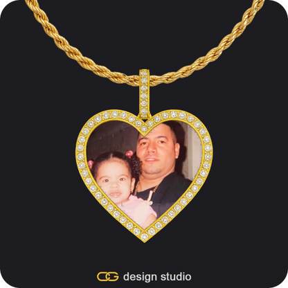 Custom Photo Pendant - Gold / Wings / Tennis,Custom Photo Pendant - Gold / Heart / Rope
