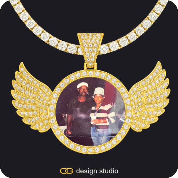 Custom Photo Pendant - Gold / Wings / Tennis,Custom Photo Pendant - Gold / Heart / Rope