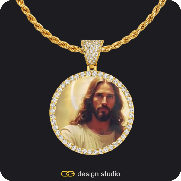 Custom Photo Pendant - Gold / Circle (3 cm) / Rope