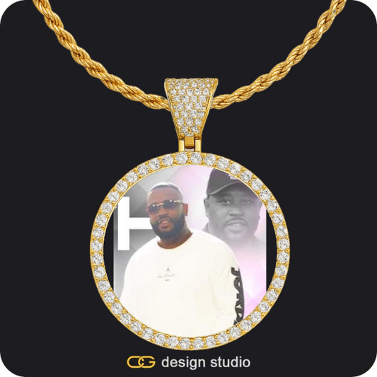 Custom Photo Pendant - Gold / Circle (4 cm) / Rope