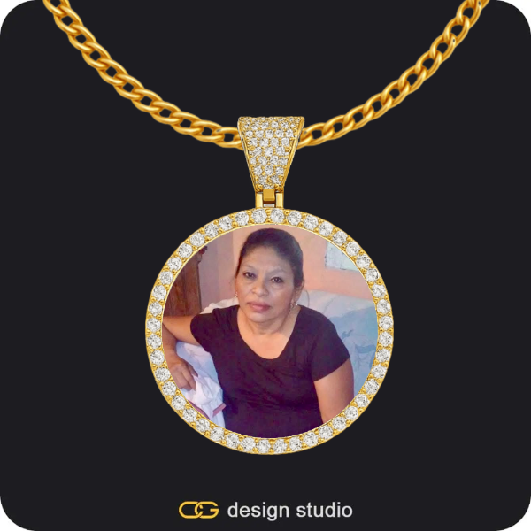Custom Photo Pendant - Gold / Circle (3 cm) / Cuban (3mm)