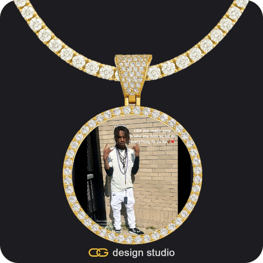 Custom Photo Pendant - Gold / Circle (4 cm) / Tennis