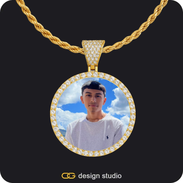 Custom Photo Pendant - Gold / Circle (3 cm) / Rope
