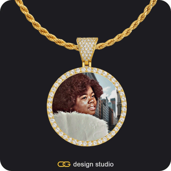 Custom Photo Pendant - Gold / Circle (3 cm) / Rope