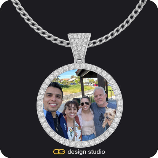 Custom Photo Pendant - Silver / Circle (4 cm) / Cuban (3mm)