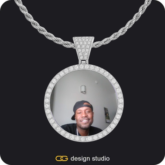 Custom Photo Pendant - Silver / Circle (3 cm) / Rope