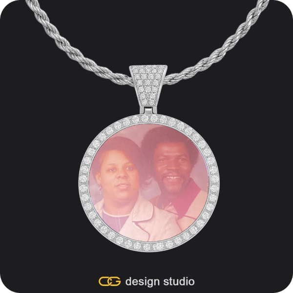 Custom Photo Pendant - Silver / Circle (3 cm) / Rope,Custom Photo Pendant - Silver / Circle (3 cm) / Tennis,Custom Photo Pendant - Silver / Circle (3 cm) / Tennis