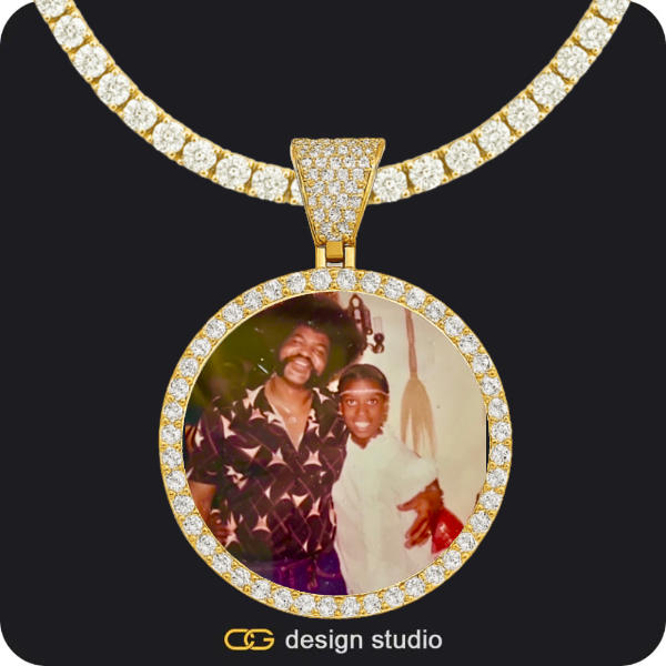 Custom Photo Pendant - Gold / Circle (4 cm) / Tennis