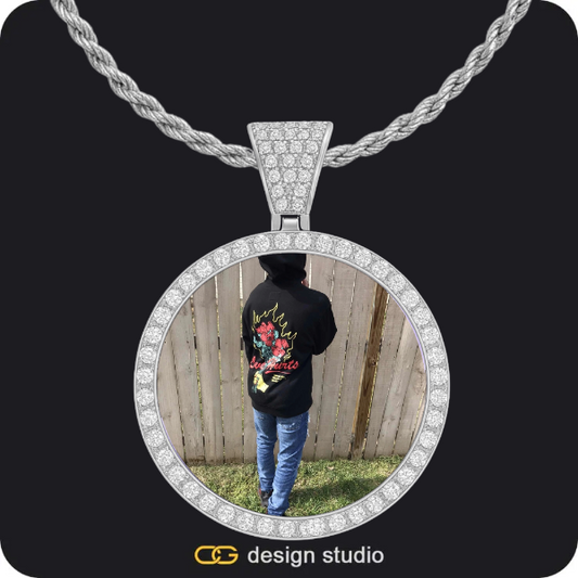 Custom Photo Pendant - Silver / Circle (4 cm) / Rope