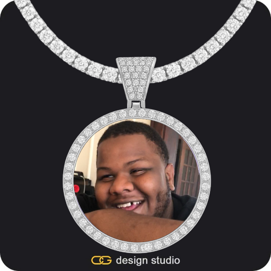 Custom Photo Pendant - Silver / Circle (4 cm) / Tennis