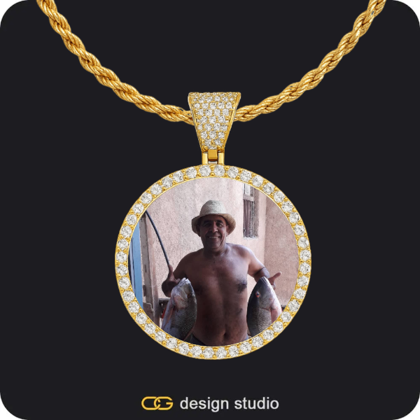 Custom Photo Pendant - Gold / Circle (3 cm) / Rope