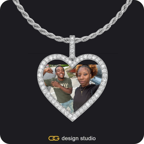 Custom Photo Pendant - Silver / Heart / Rope