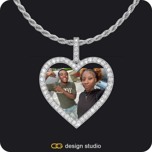 Custom Photo Pendant - Silver / Heart / Rope
