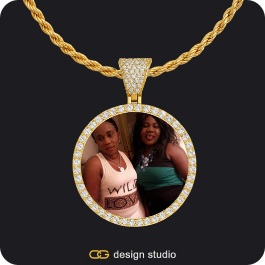 Custom Photo Pendant - Gold / Circle (3 cm) / Rope