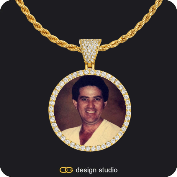 Custom Photo Pendant - Gold / Circle (3 cm) / Rope