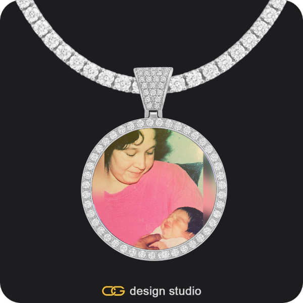 Custom Photo Pendant - Silver / Circle (3 cm) / Tennis