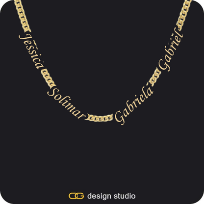 Custom Heart Photo Pendant - Gold / Cuban (3mm),Custom Charm-Top Photo Pendant - Silver / Heart / Cuban (3mm),The multi-name necklace