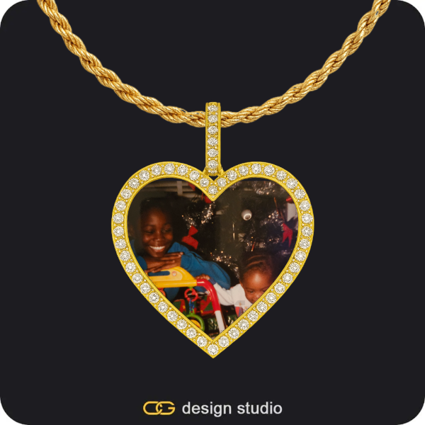 Custom Photo Pendant - Silver / Circle (3 cm) / Rope,Custom Photo Pendant - Gold / Heart / Rope