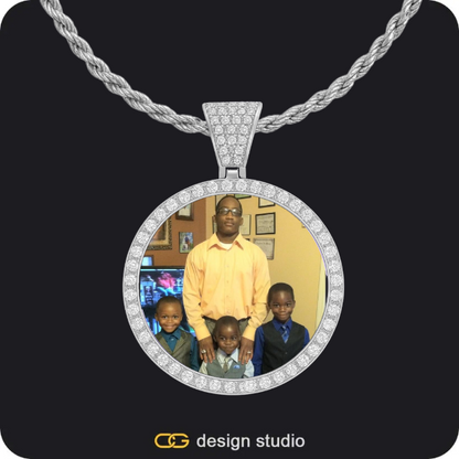 Custom Photo Pendant - Silver / Circle (3 cm) / Rope,Custom Photo Pendant - Gold / Heart / Rope