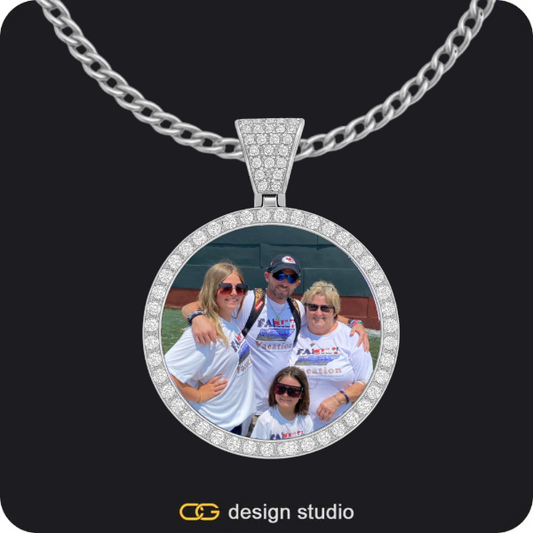 Custom Photo Pendant - Silver / Circle (3 cm) / Cuban (3mm)