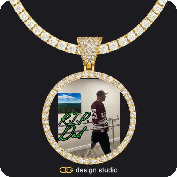 Custom Photo Pendant - Gold / Circle (4 cm) / Tennis