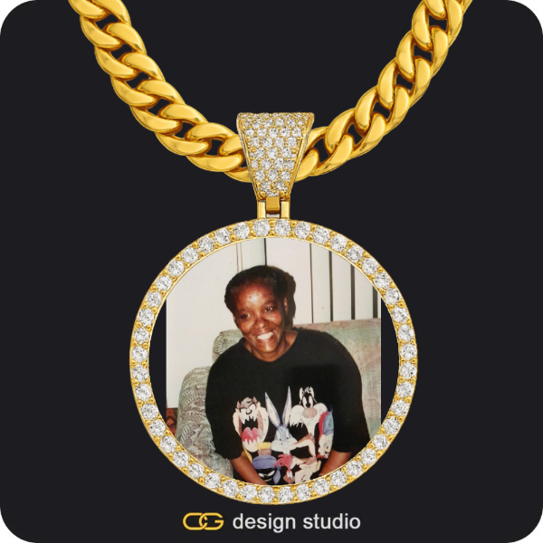 Custom Photo Pendant - Gold / Circle (4 cm) / Cuban (10mm)