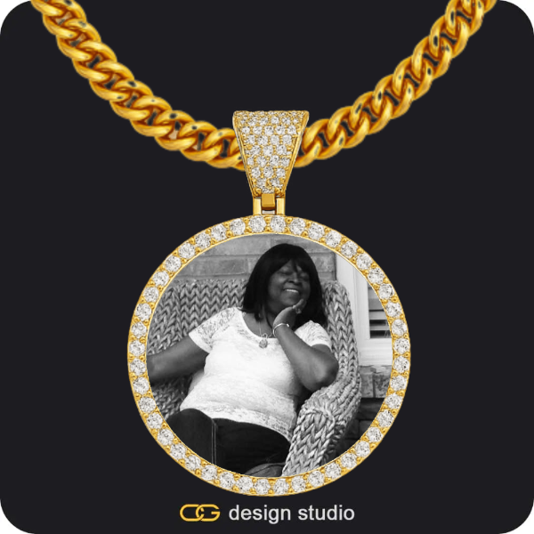 Custom Photo Pendant - Gold / Circle (4 cm) / Cuban (5mm)