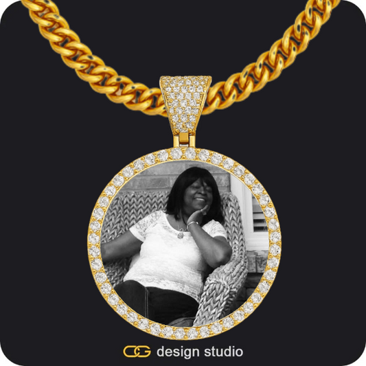 Custom Photo Pendant - Gold / Circle (4 cm) / Cuban (5mm)
